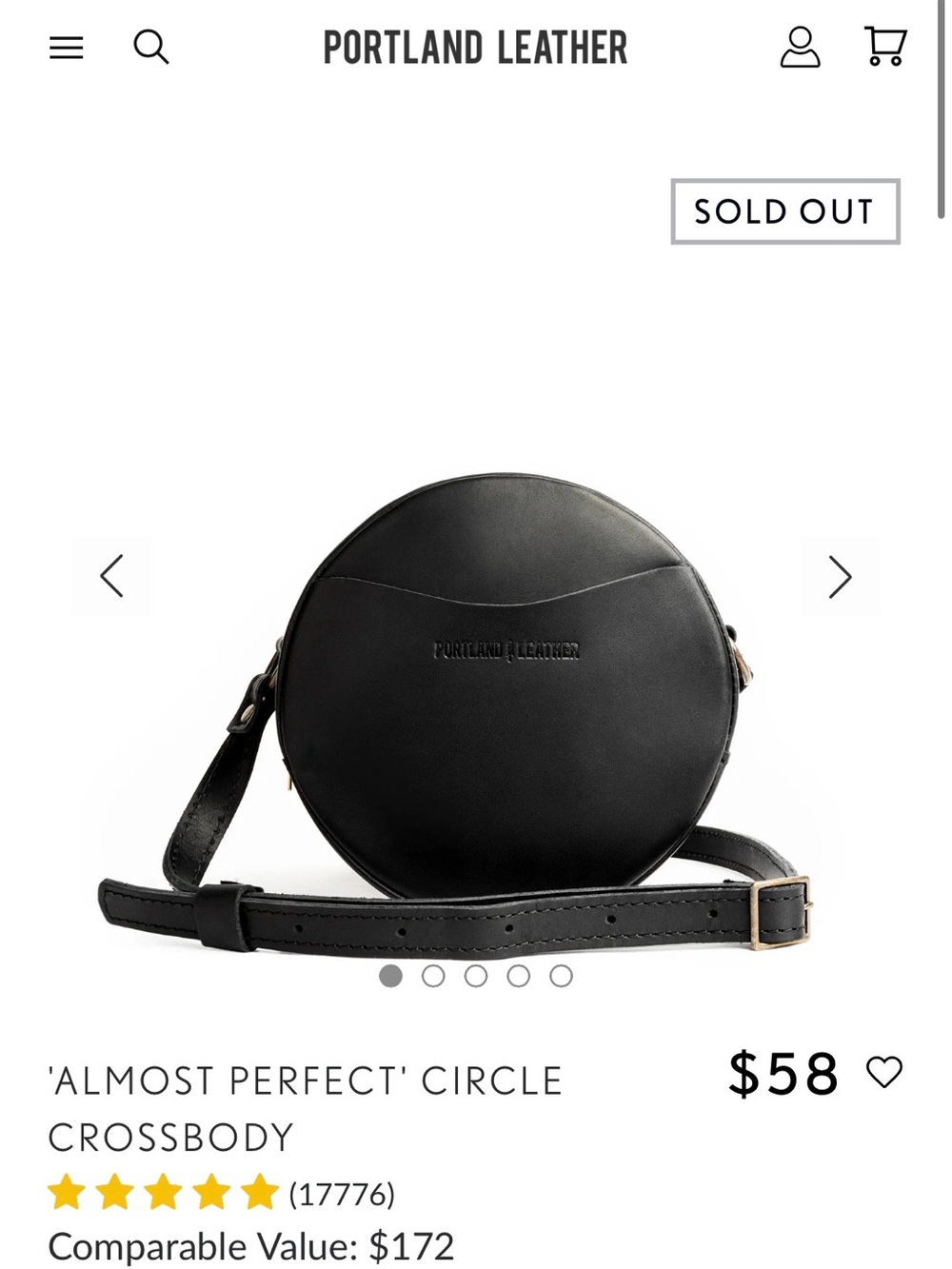 Portland Leather Black Circle Crossbody Bag - Minimal Leather Crossbody